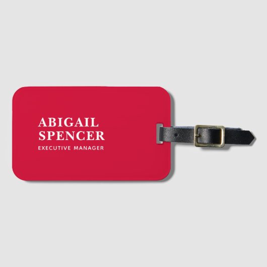 Moderne einfache Schlichte Kirschrote Professional Gepäckanhänger (Vorderseite (Horizontal))