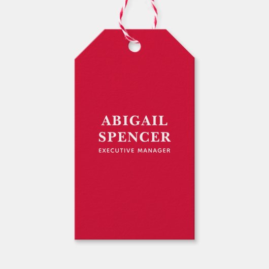 Moderne einfache Schlichte Kirschrote Professional Geschenkanhänger (Vorderseite)