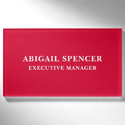 Moderne einfache schlichte kirschrote Professional Namenschild (Vorderseite)