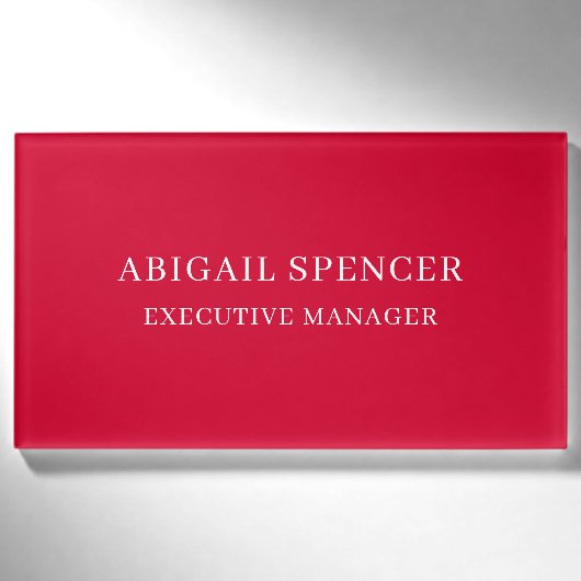 Moderne einfache schlichte kirschrote Professional Namenschild (Vorderseite)