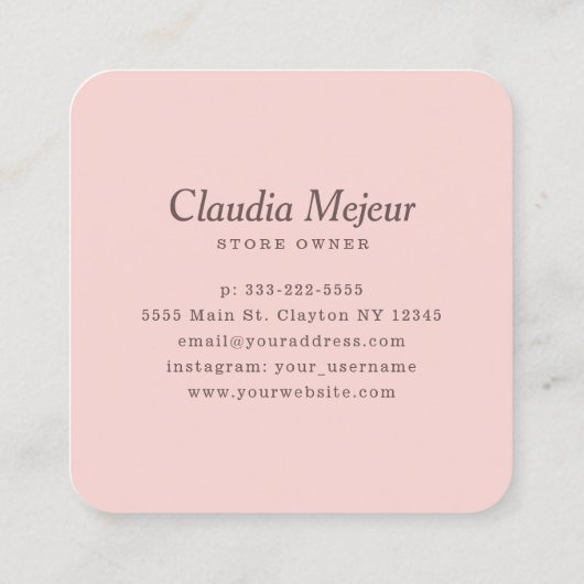 Moderne einfache Schokolade Brown Quadratische Visitenkarte (Rückseite)