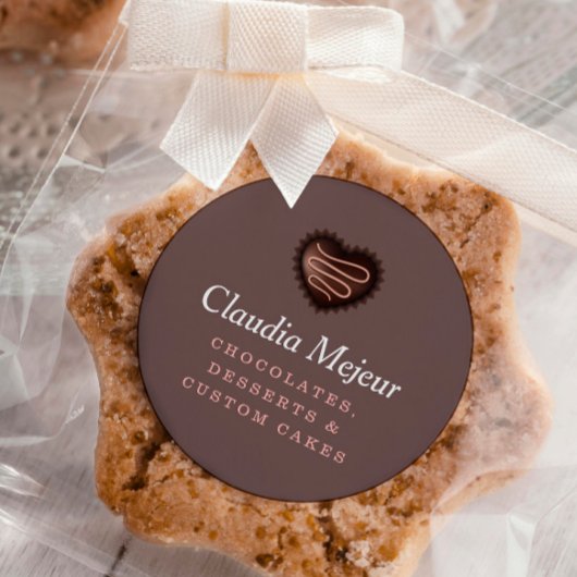 Moderne einfache Schokolade Brown Runder Aufkleber