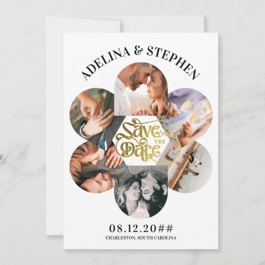 Moderne einfache Schrift 6 Foto QR CODE Save The D Date (Vorderseite)