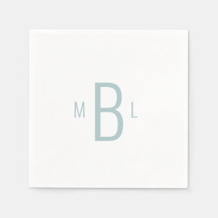 Moderne einfache Schrift Airy Blue Monogramm Hochz Serviette