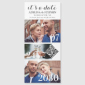 Moderne einfache Schrift QR CODE 3 Foto Save The D Magneteinladung (Vorderseite)