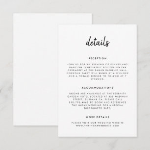 Moderne einfache Schrift Schwarz-Weiß-Hochzeit Begleitkarte