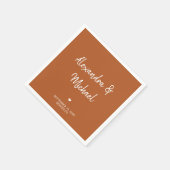 Moderne, einfache Schrift Terracotta Hochzeit Serviette (Ecke)