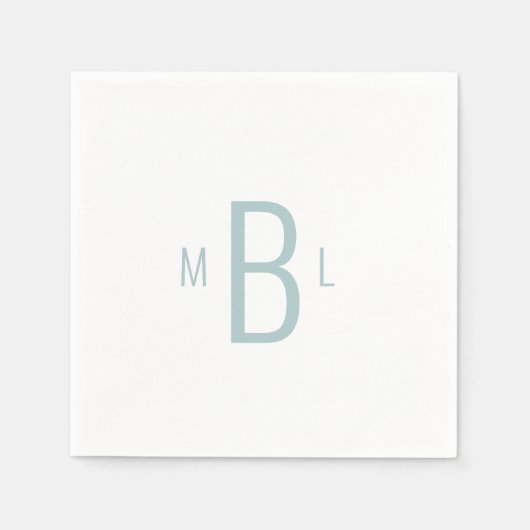 Moderne einfache Schriftart Airy Blue Monogram Wed Serviette (Vorderseite)
