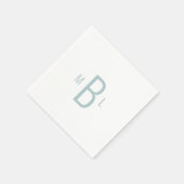 Moderne einfache Schriftart Airy Blue Monogram Wed Serviette (Ecke)