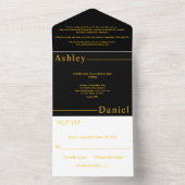 Moderne, einfache Schwarz-Gold Delikatesse All In One Einladung (Innen Boden)