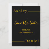 Moderne, einfache Schwarz-Gold-Hochzeit mit elegan Save The Date (Vorderseite)