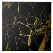 Moderne, einfache Schwarz-Gold-Imitate - Marmorpla Fliese (Vorderseite)