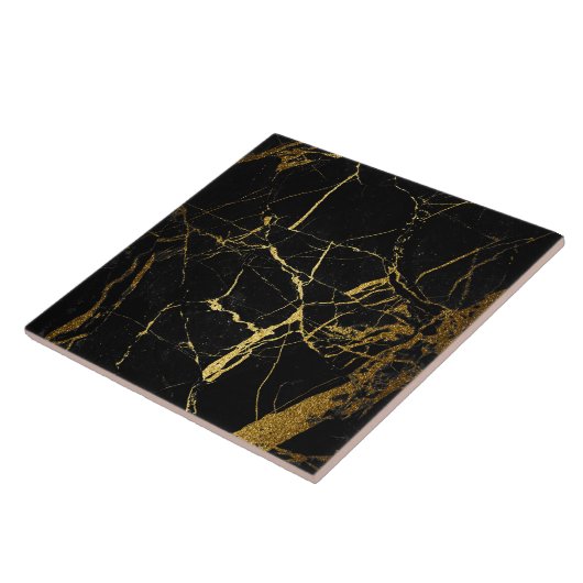Moderne, einfache Schwarz-Gold-Imitate - Marmorpla Fliese (Seite)