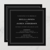Moderne einfache Schwarz-Grau-Hochzeit Einladung (Vorne/Hinten)
