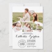 Moderne, einfache Schwarz-Grenze Foto Collage Hoch Einladung (Rückseite)