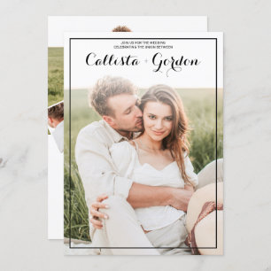 Moderne, einfache Schwarz-Grenze Foto Collage Hoch Einladung