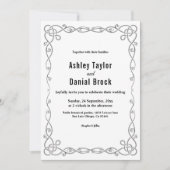 Moderne einfache Schwarz-Weiß-Boho-Blumenhochzeit Einladung (Vorderseite)