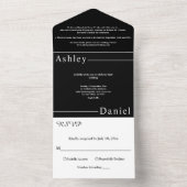 Moderne, einfache Schwarz-Weiß-Delikatesse All In One Einladung (Innen Boden)