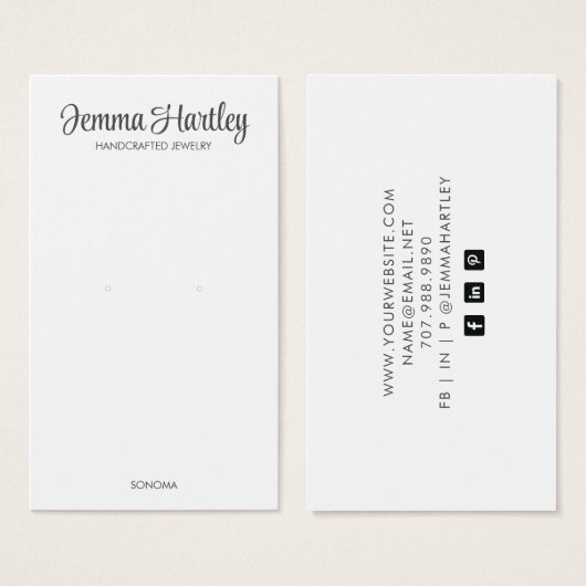 Moderne, einfache Schwarz-weiß Earring-Display-Kar (Vorne & Hinten)