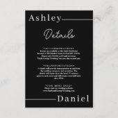 Moderne, einfache Schwarz-Weiß-elegante Hochzeit Begleitkarte (Vorderseite)