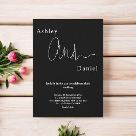 Moderne, einfache Schwarz-Weiß-elegante Hochzeit Einladung