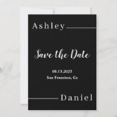 Moderne, einfache Schwarz-Weiß-elegante Hochzeit Save The Date (Vorderseite)
