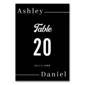 Moderne, einfache Schwarz-Weiß-elegante Hochzeit Tischnummer (Vorderseite)