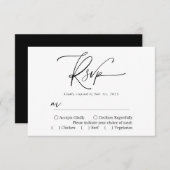 Moderne einfache Schwarz-Weiß-Elegantkalligraphie RSVP Karte (Vorne/Hinten)