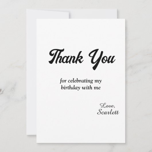 Moderne, einfache Schwarz-Weiß-Eleganz zum Geburts Dankeskarte (Vorderseite)