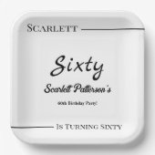 Moderne, einfache Schwarz-Weiß-Eleganz zum Geburts Pappteller (Vorderseite)