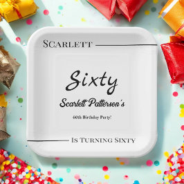 Moderne, einfache Schwarz-Weiß-Eleganz zum Geburts Pappteller