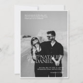 Moderne, einfache Schwarz-Weiß-Foto-Hochzeit Einladung (Vorderseite)