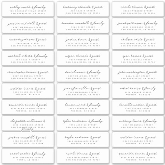 Moderne, einfache Schwarz-Weiß-Gästebamen Hochzeit Aufkleber (Vorderseite)