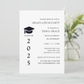 Moderne, einfache Schwarz-Weiß-Graduierungspartei Einladung (Stehend Vorderseite)