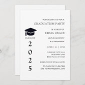 Moderne, einfache Schwarz-Weiß-Graduierungspartei Einladung (Vorne/Hinten)