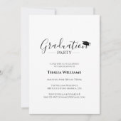 Moderne, einfache Schwarz-Weiß-Graduierungspartei Einladung (Vorderseite)