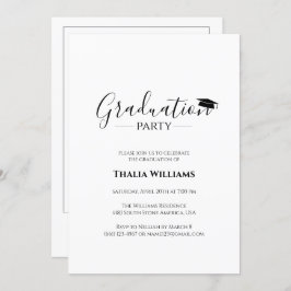 Moderne, einfache Schwarz-Weiß-Graduierungspartei Einladung