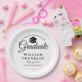 Moderne, einfache Schwarz-Weiß-Graduierungspartei Pappteller (Party)