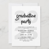 Moderne, einfache Schwarz-Weiß-Graduierungsparty Einladung (Vorderseite)