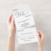 Moderne, einfache Schwarz-Weiß-Hochzeit All In One Einladung (Abreißen)