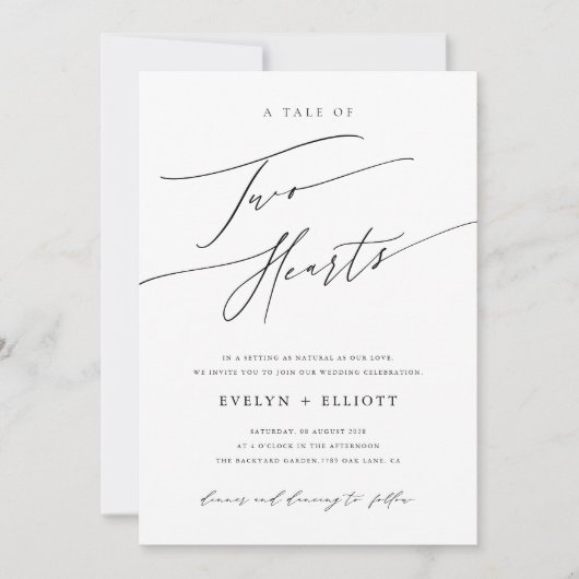 Moderne einfache Schwarz-Weiß-Hochzeit Einladung (Vorderseite)