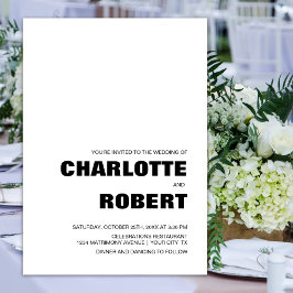 Moderne einfache Schwarz-Weiß-Hochzeit Einladung