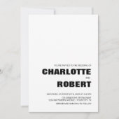 Moderne einfache Schwarz-Weiß-Hochzeit Einladung (Vorderseite)