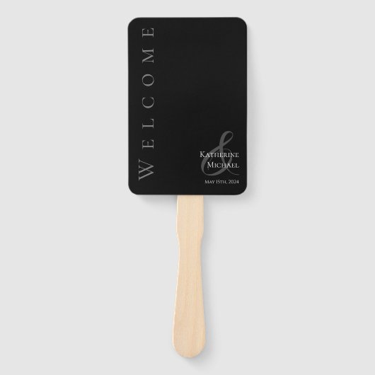 Moderne, einfache Schwarz-Weiß-Hochzeit- Fächer (Vorderseite)