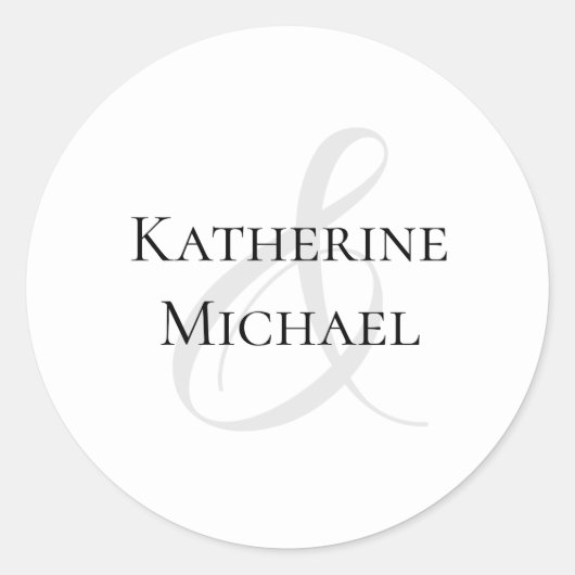 Moderne, einfache Schwarz-Weiß-Hochzeit- Runder Aufkleber (Vorderseite)