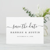 Moderne, einfache Schwarz-Weiß-Hochzeit Save The Date (Stehend Vorderseite)