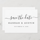 Moderne, einfache Schwarz-Weiß-Hochzeit Save The Date (Vorne/Hinten)