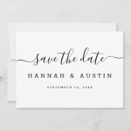 Moderne, einfache Schwarz-Weiß-Hochzeit Save The Date