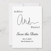 Moderne, einfache Schwarz-Weiß-Hochzeit Save The Date (Vorderseite)