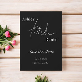 Moderne, einfache Schwarz-Weiß-Hochzeit Save The Date